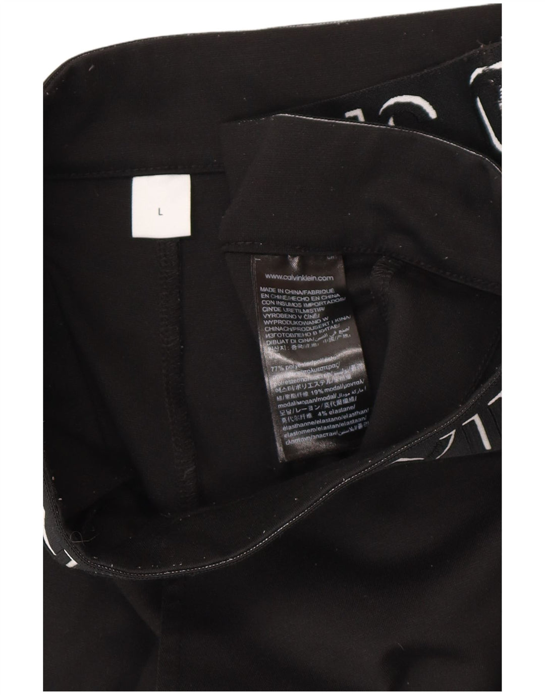 CALVIN KLEIN Pantaloni tăiați cu grafic pentru femei, mari, L32 L27, negru