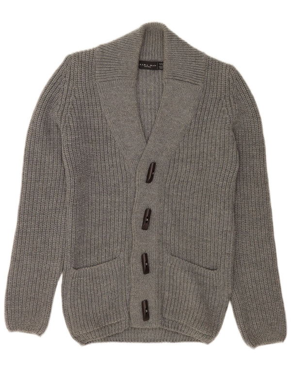 Pulover cardigan pentru bărbați Zara, gri mediu