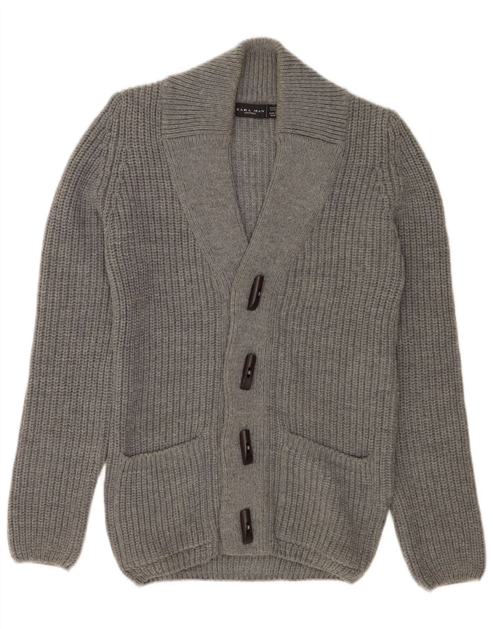 Pulover cardigan pentru bărbați Zara, gri mediu