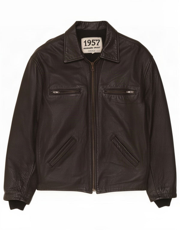 Legendary Jacket 1957 Mens Leather Jacket UK 40 Large Black