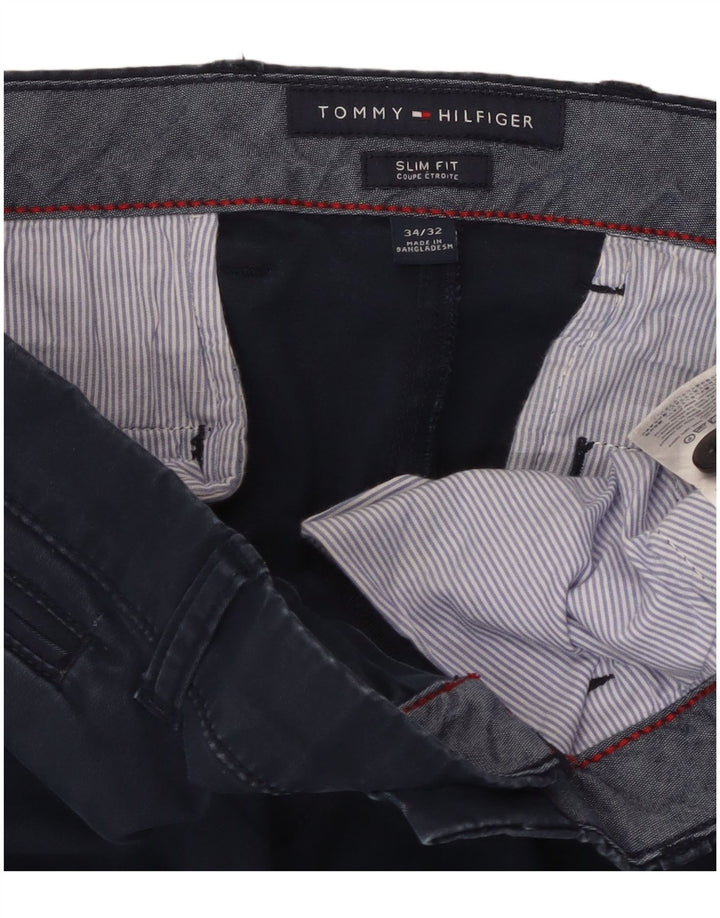 TOMMY HILFIGER Pantaloni chino slim pentru bărbați L34 L32 bumbac bleumarin