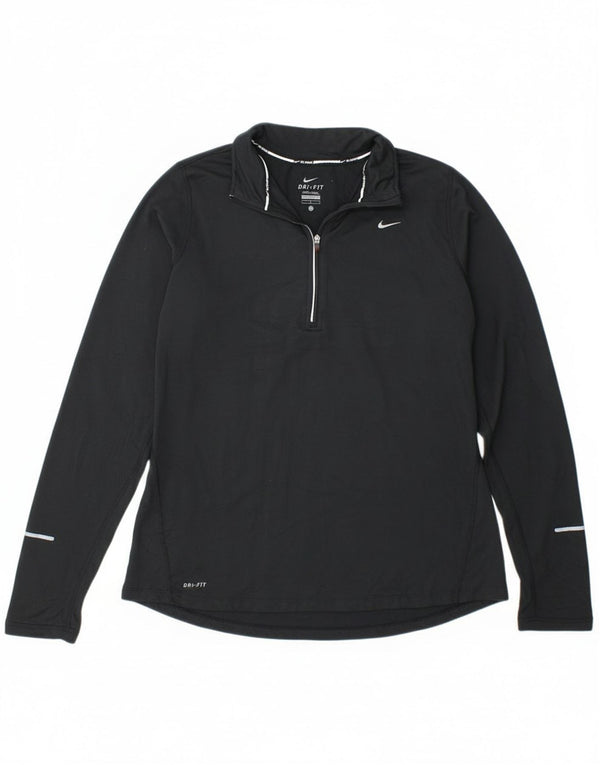 Top cu mânecă lungă pentru femei Dri Fit Dri Fit, cu fermoar, poliester negru UK 14