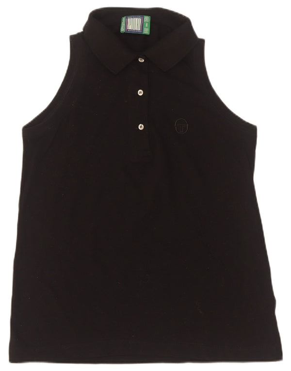 Sergio Tacchini Tricou polo fără mâneci pentru femei UK 10 Bumbac negru mic