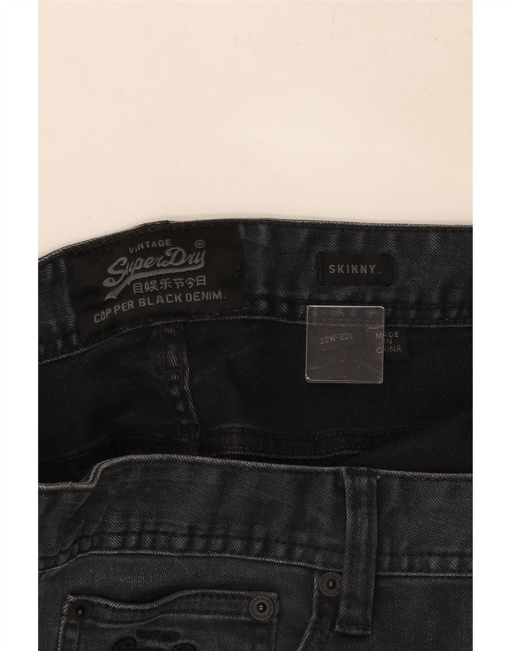 SUPERDRY Blugi skinny învechiți pentru bărbați W32 L32 bumbac negru