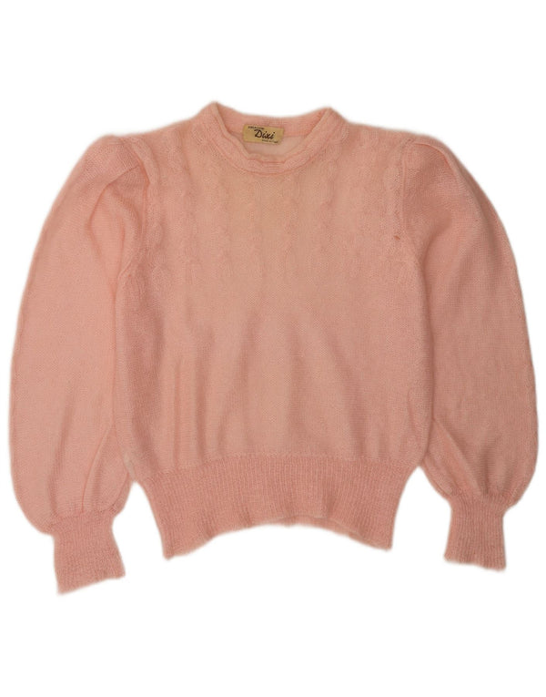 Pulover Vintage pentru femei See Through Crew Deck Pulover UK 14 Medium Pink