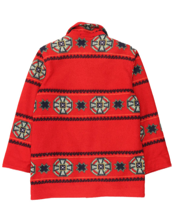 Pardesiu supradimensionat vintage pentru femei UK 16, mare, roșu, poliester geometric