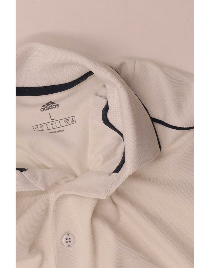 Tricou polo pentru bărbați Adidas, mare, alb, din poliester