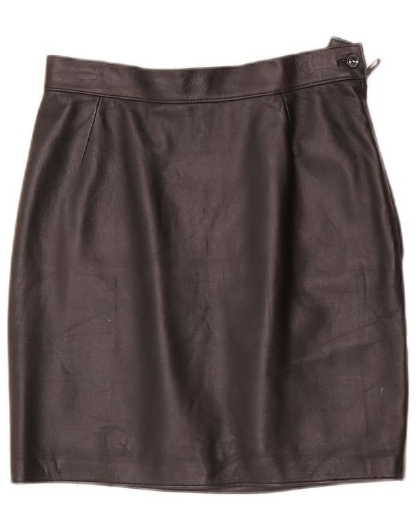 Fusta Mini din piele Vintage pentru femei W28 Medium Black