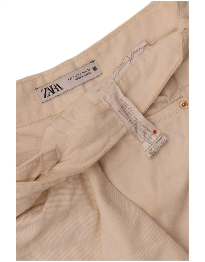Pantaloni scurti din blugi pentru femei Zara mici W26 bumbac alb