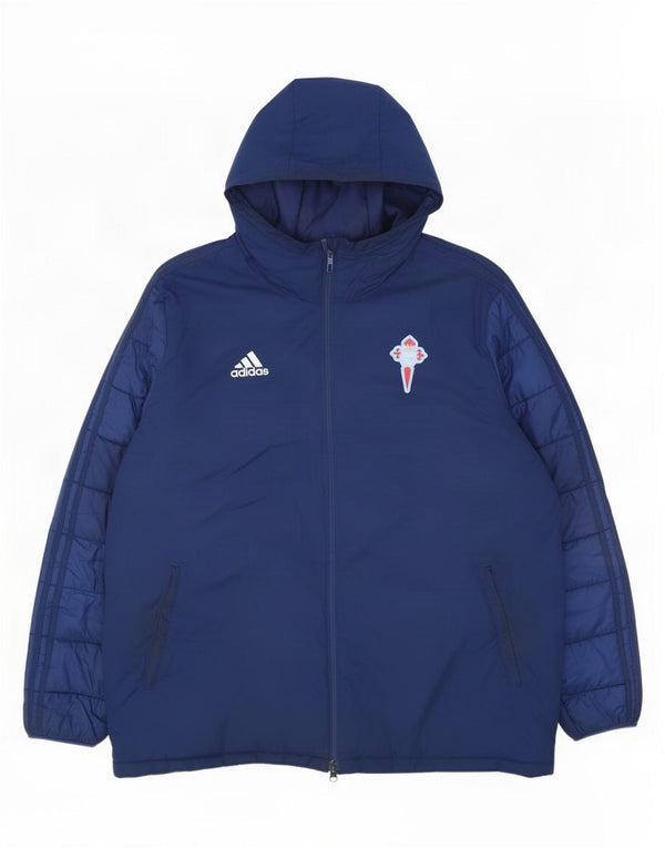 Jachetă căptușită cu glugă Adidas pentru bărbați UK 44 2XL Poliester bleumarin