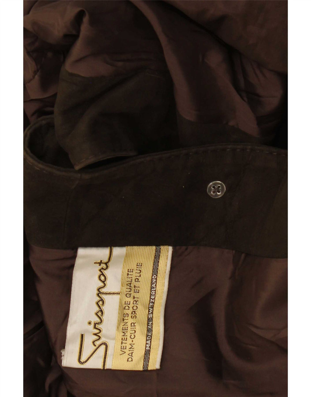 Vintage pentru femeie 3 butoane pardesiu din piele intoarsa UK 14 Medium Khaki