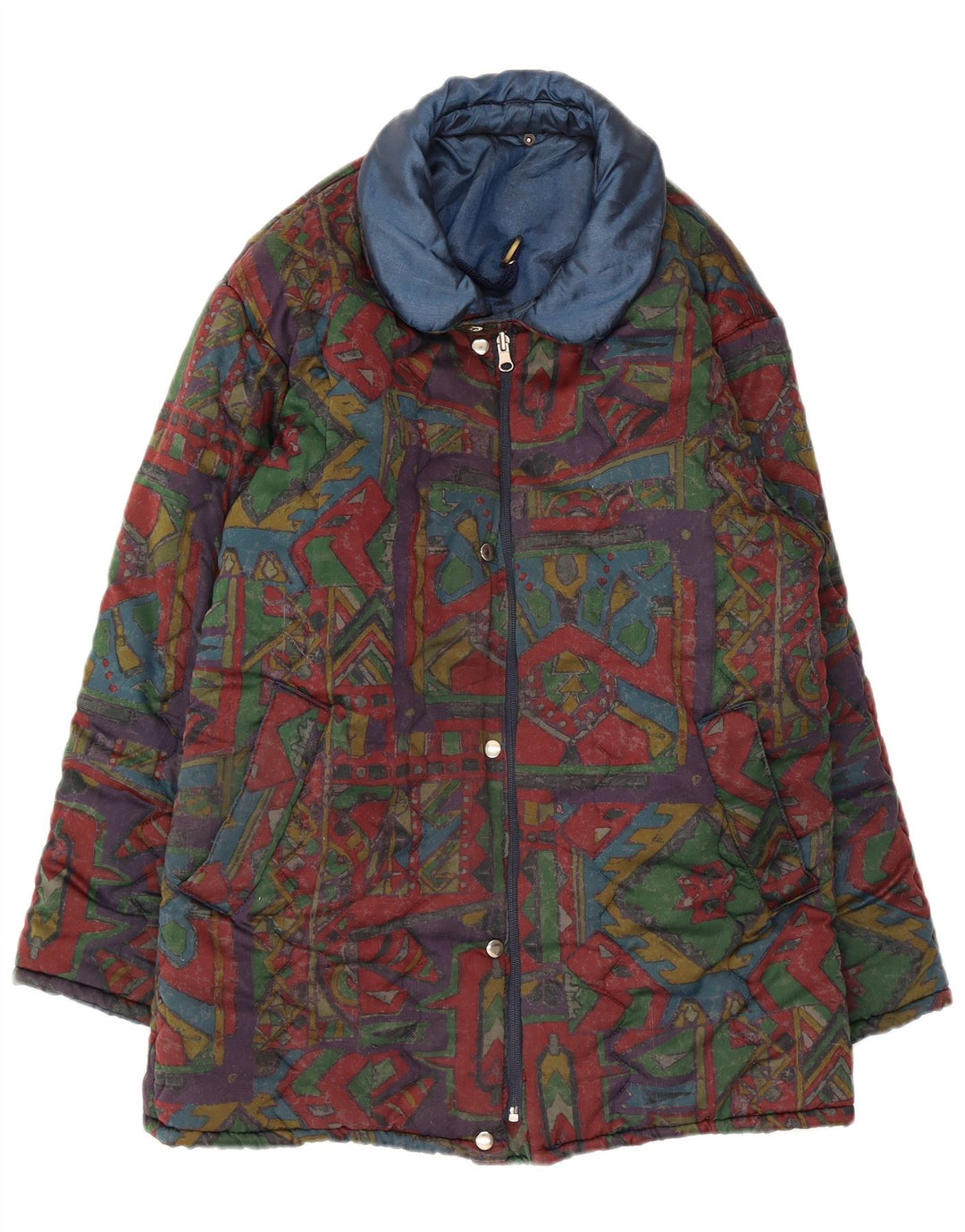 Jachetă căptușită reversibilă pentru bărbați vintage UK 40 mare, multicoloră, geometrică