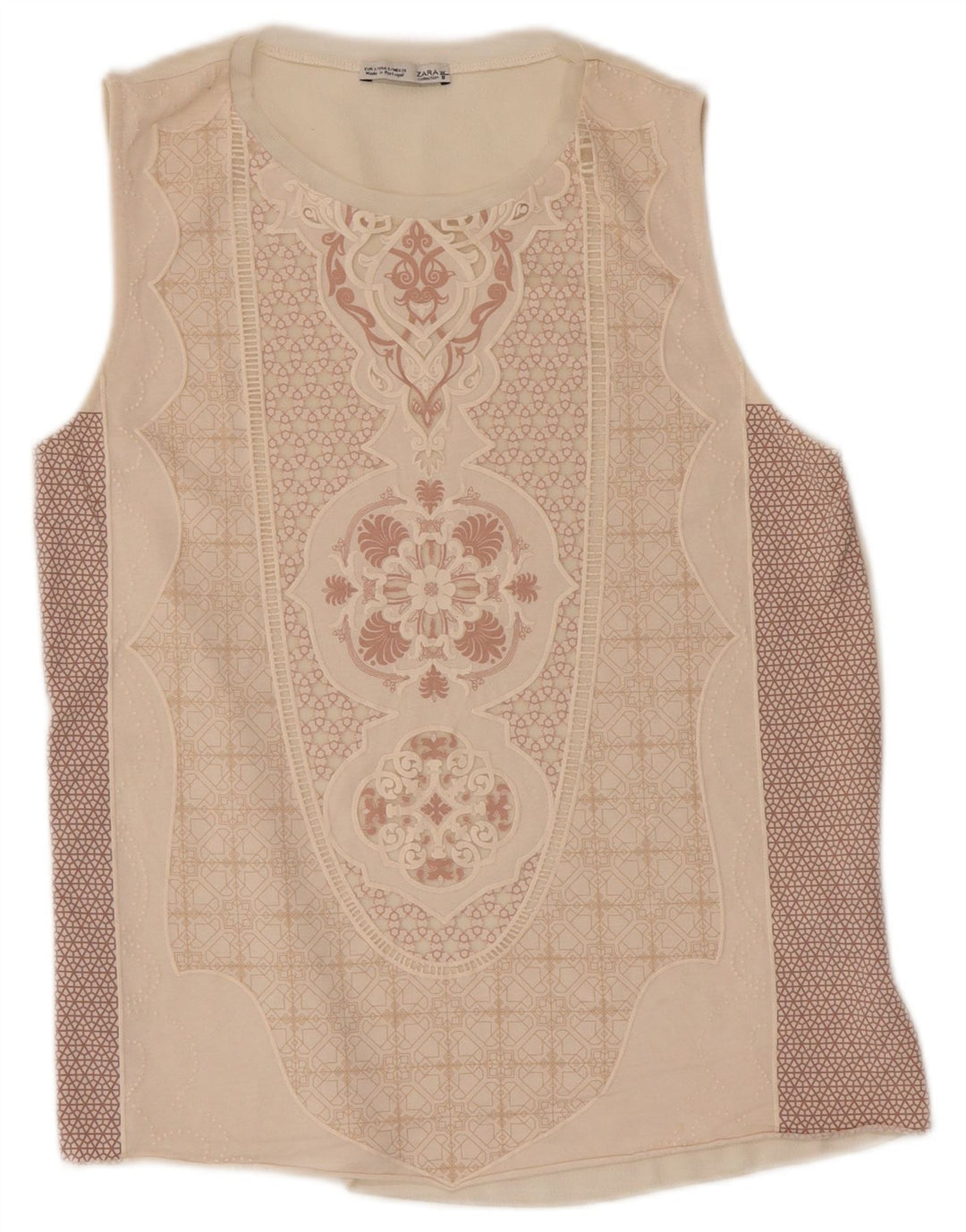 Vesta Top pentru femei Zara cu model abstract UK 8 Mic Bej Poliester