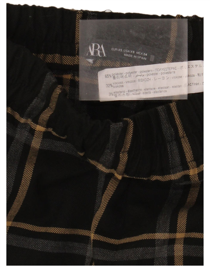 Pantaloni chino slim pentru femei Zara XS W24 L34 Poliester cu carouri negru