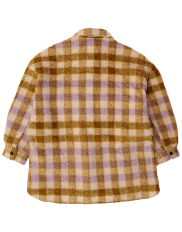 Jachetă din lână supradimensionată pentru femei Zara UK 10, poliester în carouri, bej