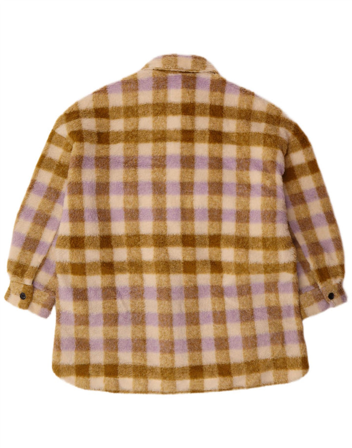 Jachetă din lână supradimensionată pentru femei Zara UK 10, poliester în carouri, bej