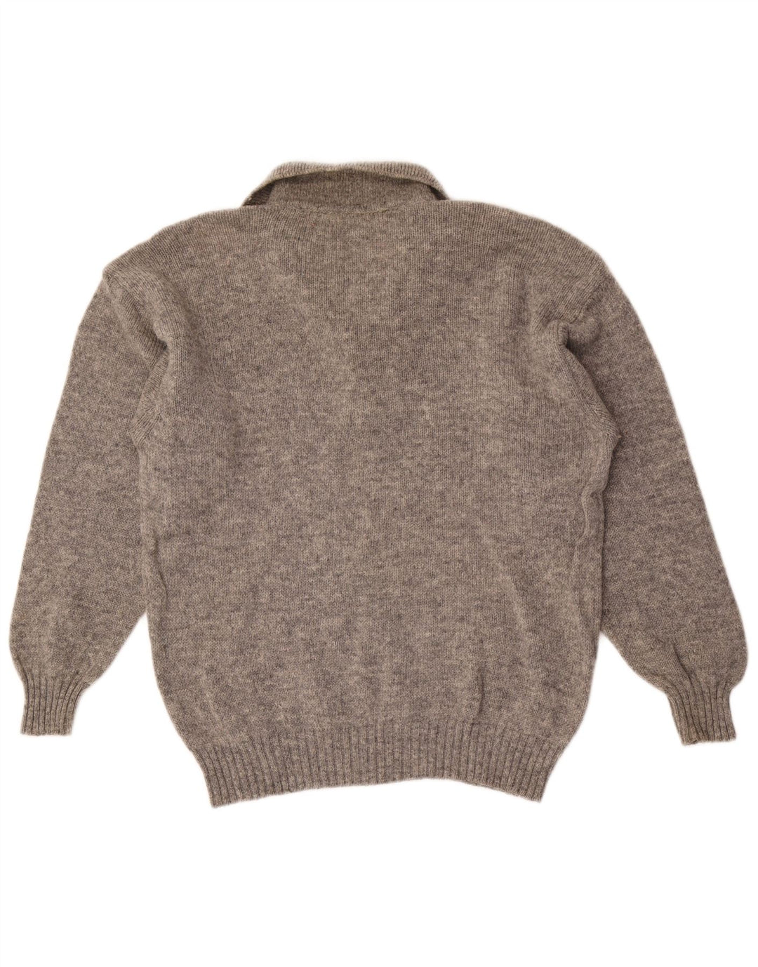 Pulover vintage pentru bărbați cu gât polo IT 50 Gri mediu Argyle/Lână diamant