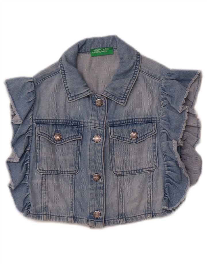 Gilet Benetton Fete Crop Denim 10-11 Ani XL Bumbac Albastru