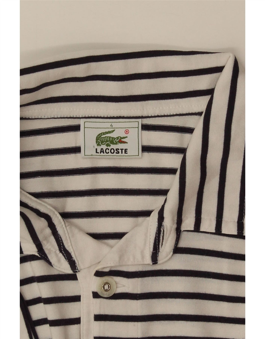 Tricou polo Lacoste pentru bărbați, mărimea 4, mediu alb, cu dungi