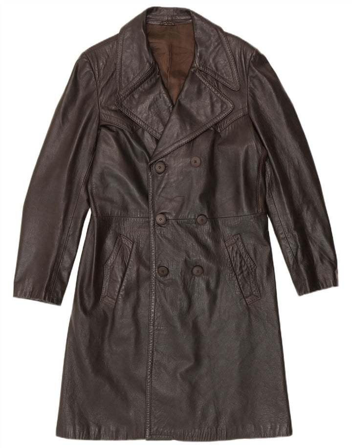 Palton din piele pentru bărbați VINTAGE IT 50 din piele maro mare