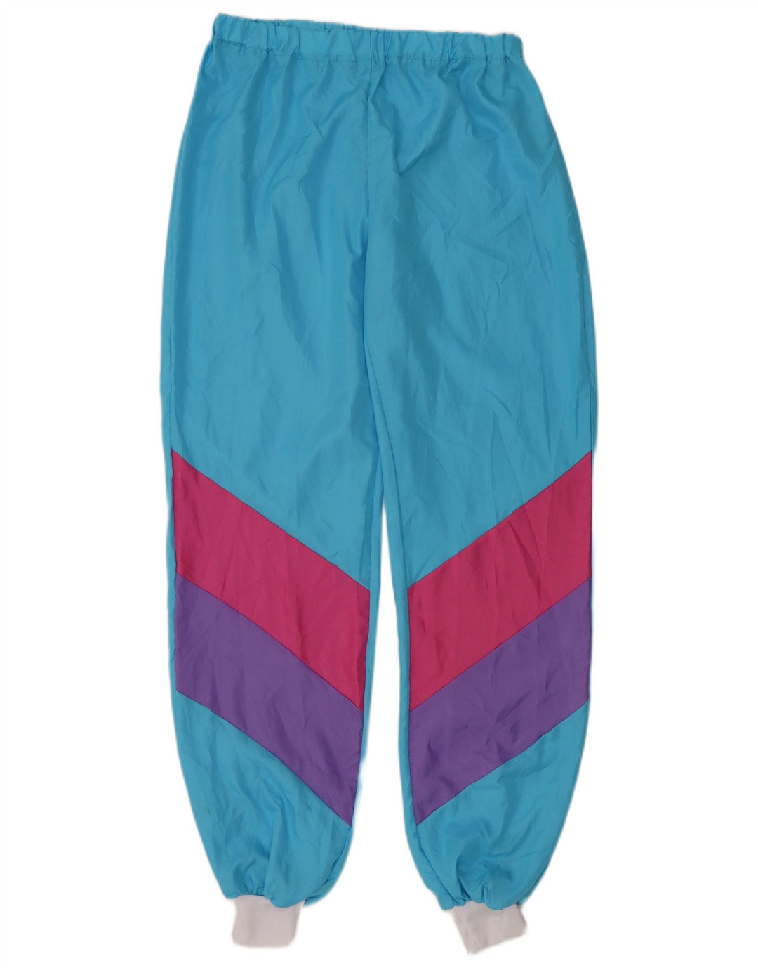 VINTAGE Pantaloni de trening pentru femei Joggeri UK 10 Small Blue Colorblock