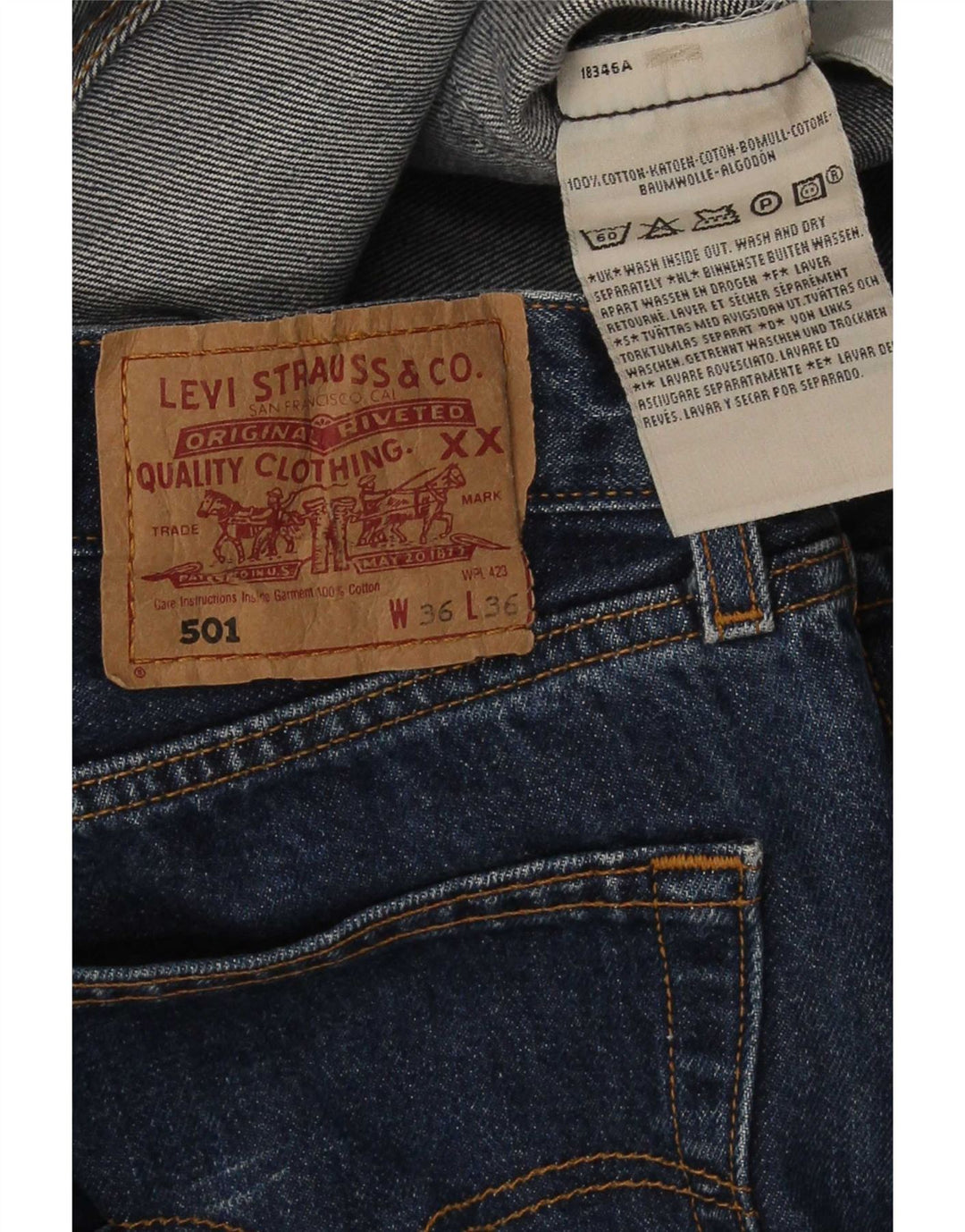 Blugi drepti pentru bărbați Levi's 501 W36 L32 Bumbac albastru