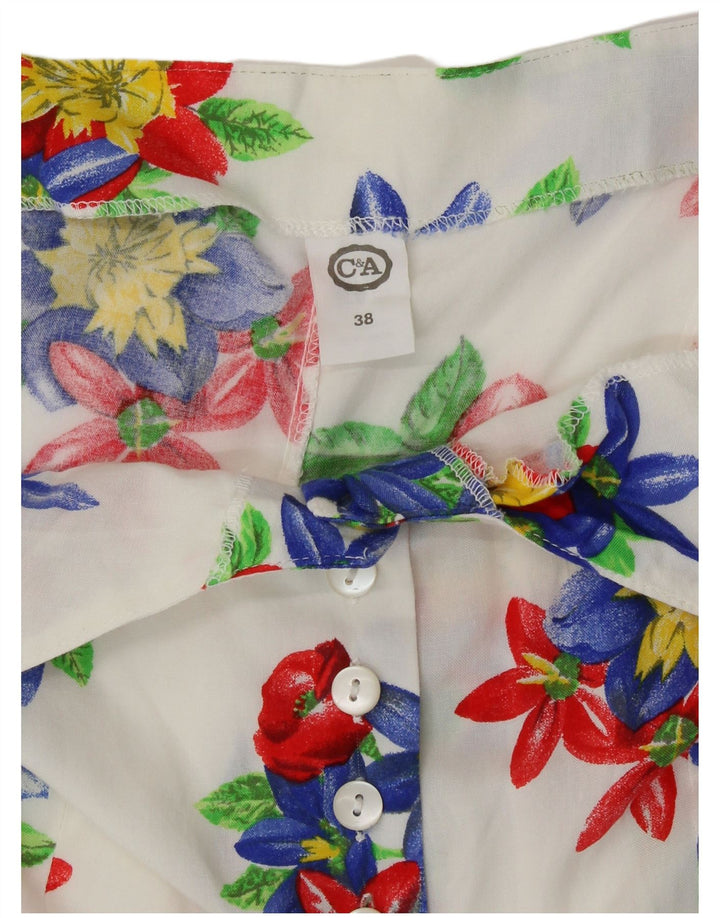 C&A Womens Sundress EU 38 Medium White Floral Viscose