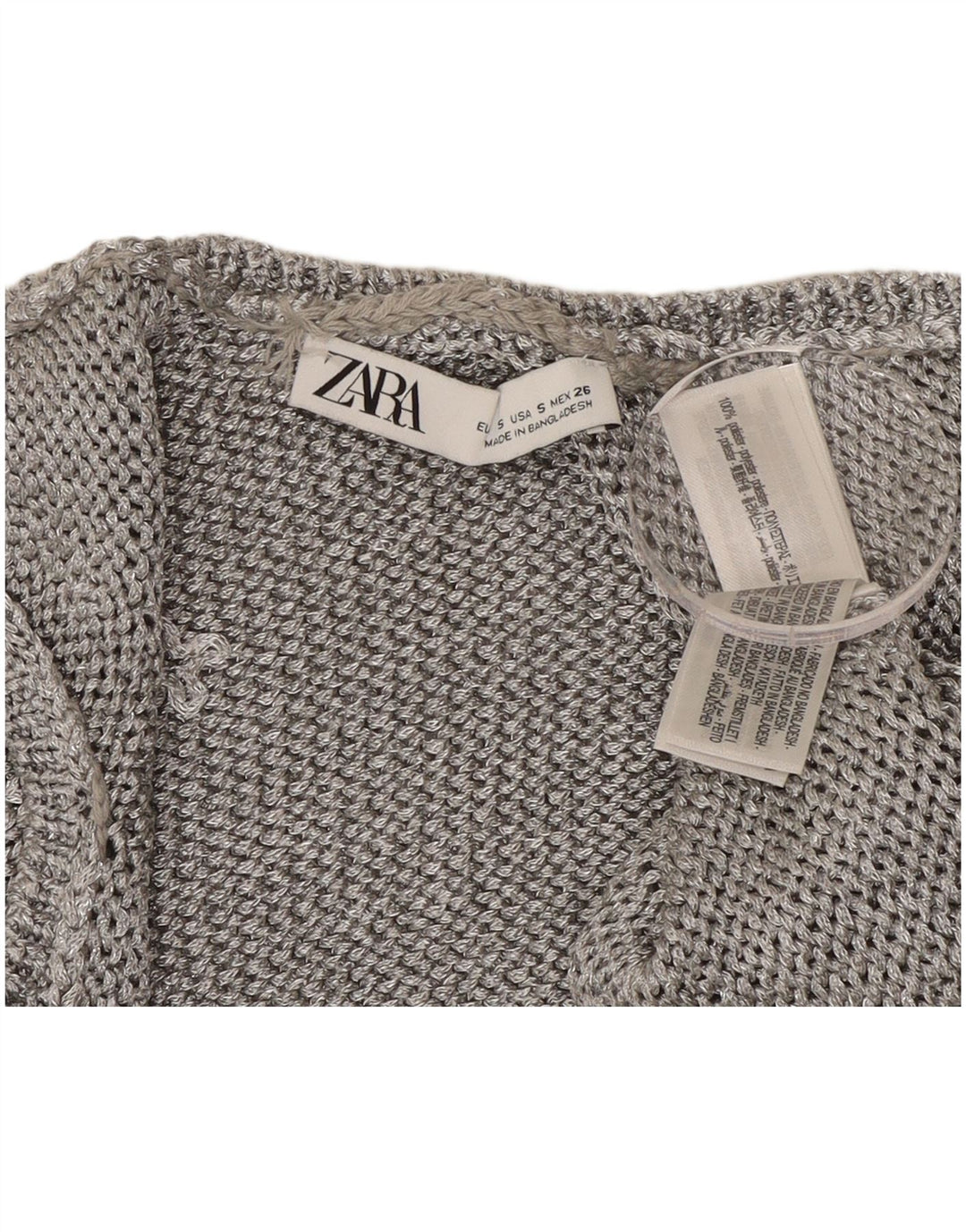 Zara femei Crop Vest Tank Top UK 10 Small Silver Poliester