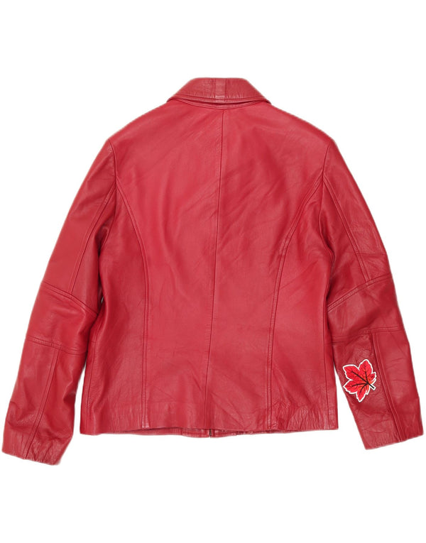 Geacă de piele vintage pentru femei IT 46 Large Red