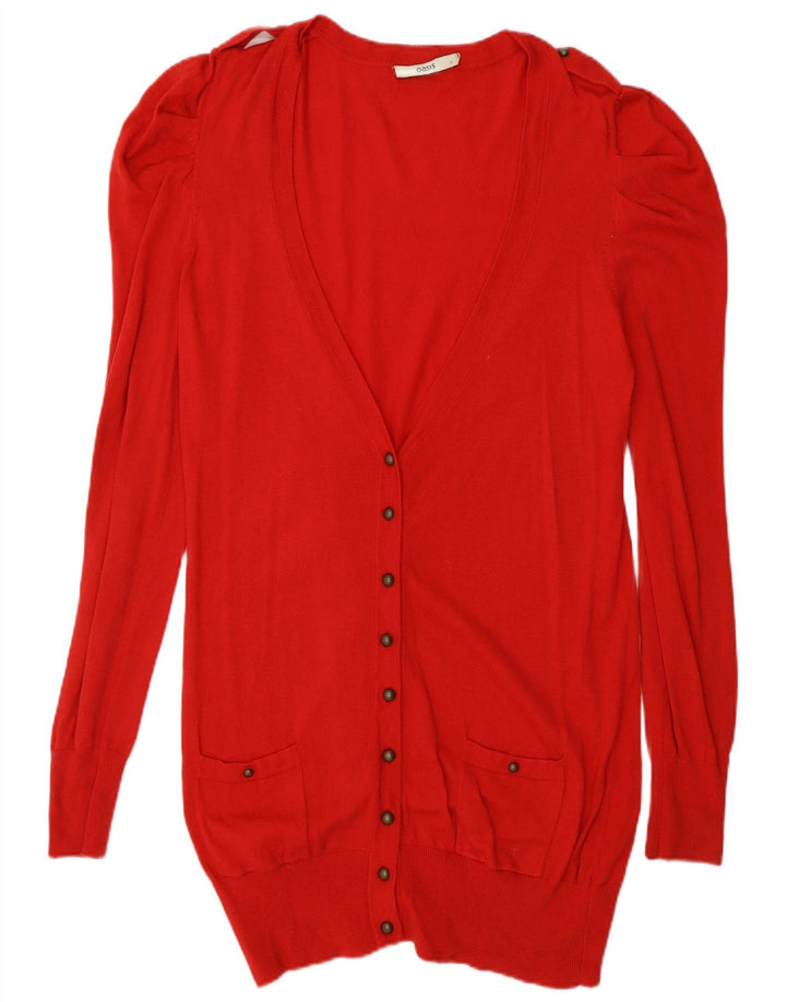 Pulover cardigan cu paragate OASIS pentru femei UK 14 Poliamidă roșie mare