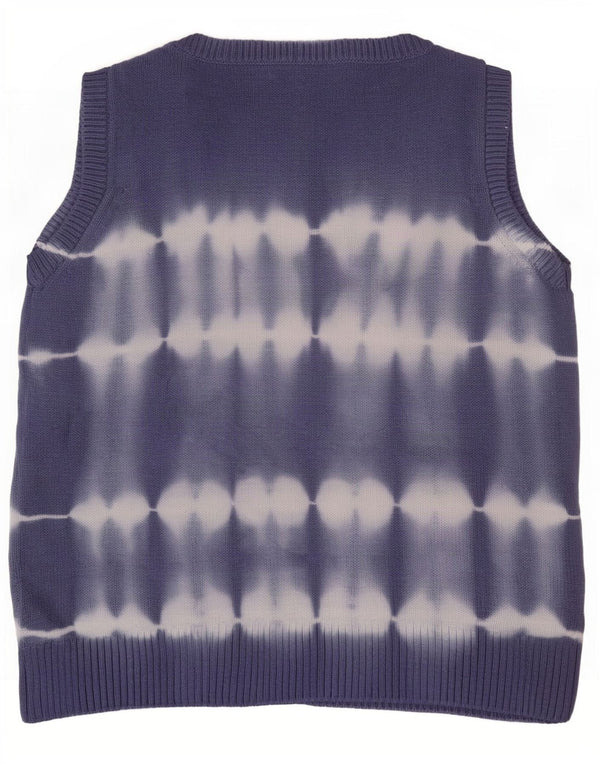 White Stuff Womens Vest Tank Top UK 10 Small Blue Tie Dye Bumbac