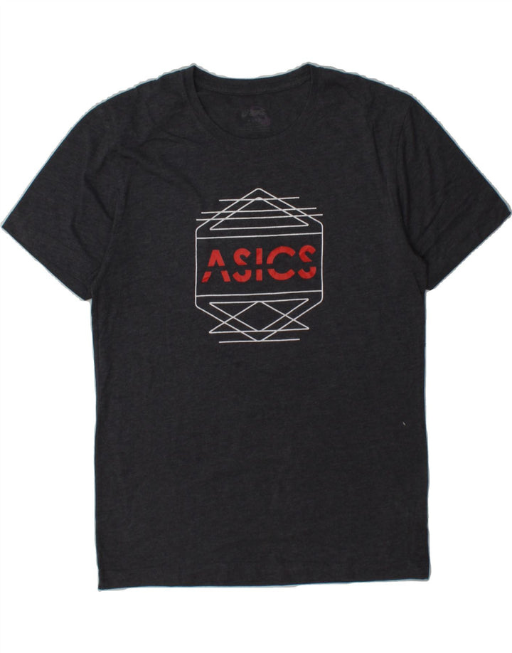 ASICS Womens Graphic T-Shirt Top UK 14 Medium Grey Cotton Vintage Asics and Second-Hand Asics from Messina Hembry 