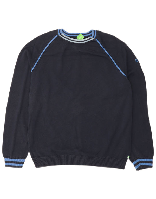 Pulover Hugo Boss pentru bărbați, cu gât crew, XL, bumbac bleumarin