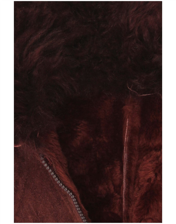 Jachetă vintage pentru femei Sherpa UK 10 Small Burgundy