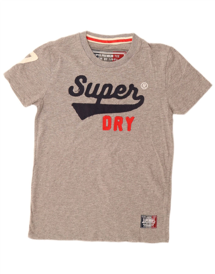 SUPERDRY Mens Graphic T-Shirt Top Medium Grey Cotton