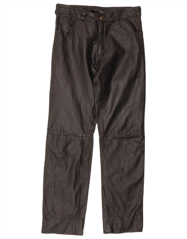 Pantaloni drepți din piele vintage pentru femei W30 L29 negri