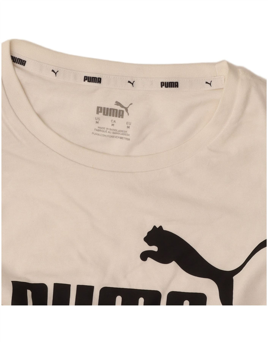 PUMA Womens Crop Graphic T-Shirt Top UK 14 Medium White