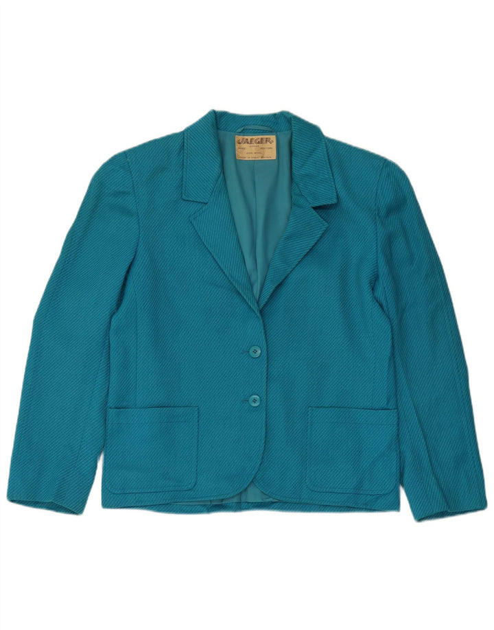 JAEGER Womens Oversized 2 Button Blazer Jacket UK 10 Small Blue Pinstripe