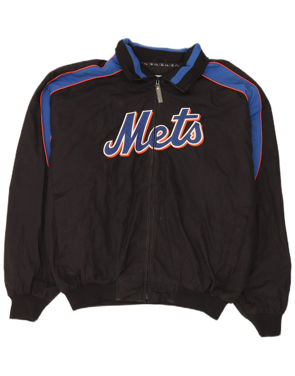 Jachetă de trening cu grafică Majestic Mets pentru bărbați, XL, nailon color blocuri negru