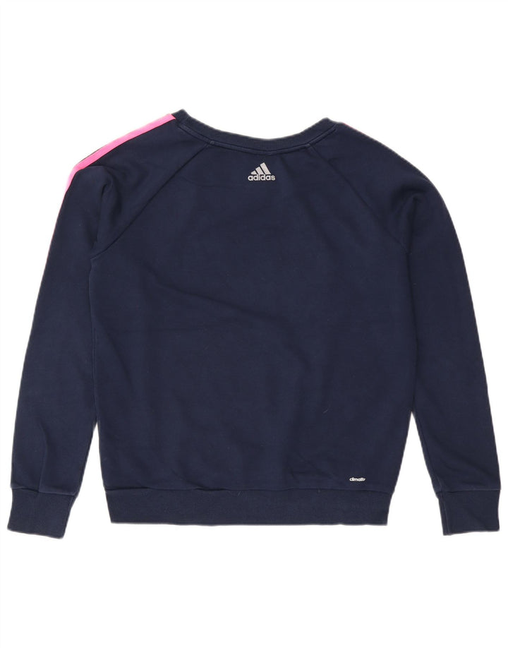 Pulover Adidas Climalite Graphic pentru femei Marea Britanie 12/14 Medium Bleumarin