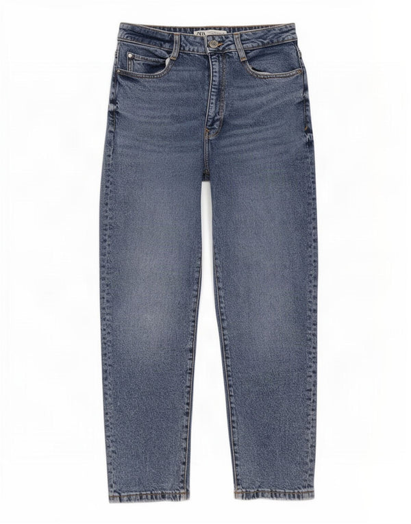 Blugi conici pentru femei cu talie înaltă Zara EU 38 Mici L28 L27 Bumbac albastru