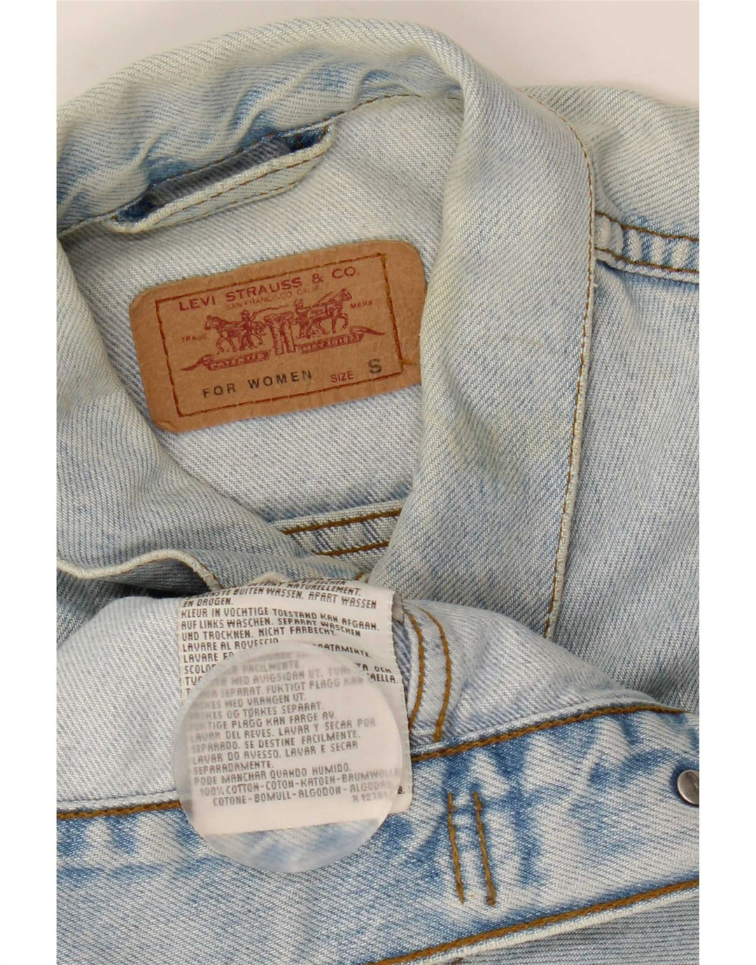 Jachetă Levi's Crop Denim UK 10 Small Blue Bumbac