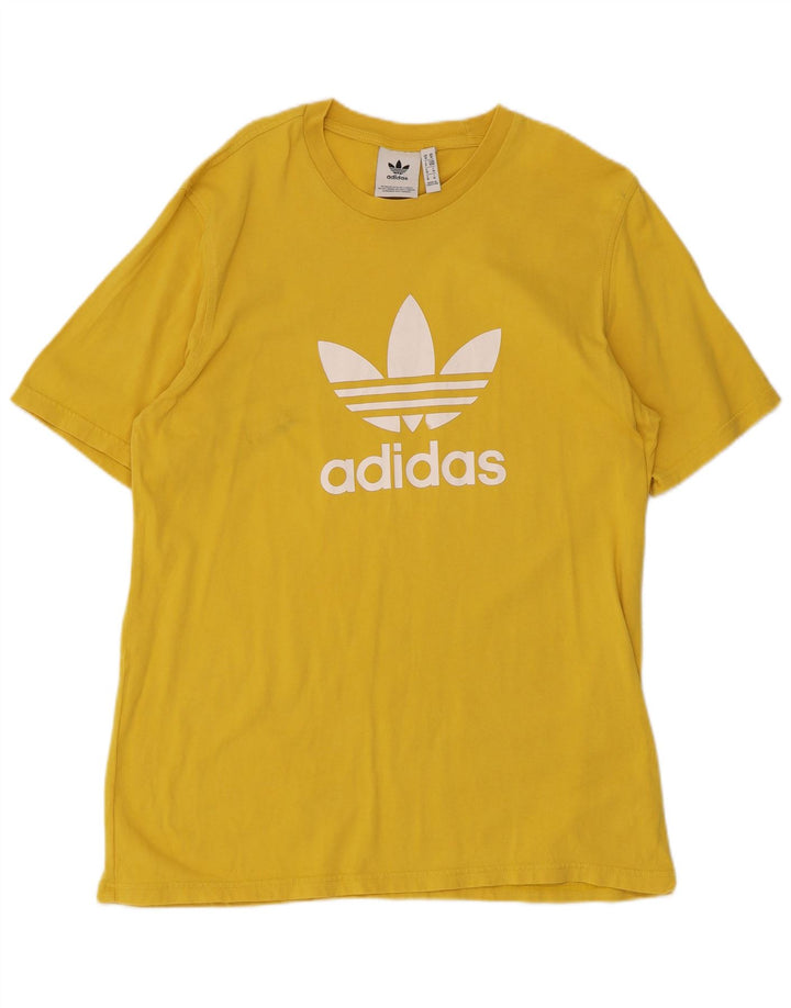 Tricou grafic pentru bărbați Adidas Top, bumbac galben mediu