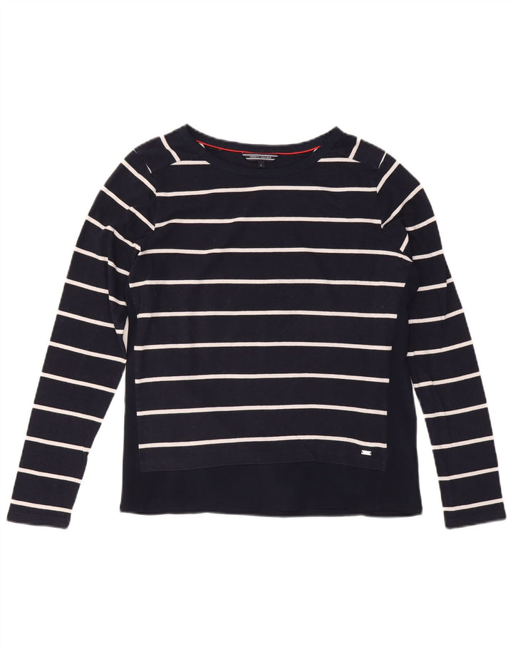 TOMMY HILFIGER Top pentru femei cu mânecă lungă UK 10 mic, bleumarin, bumbac cu dungi