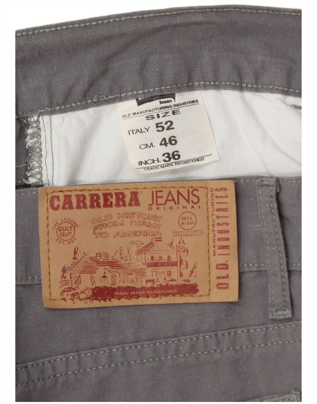 CARRERA Pantaloni casual drepti pentru bărbați IT 52 XL W36 L29 bumbac gri