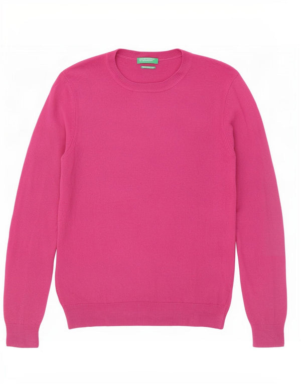 Pulover Benetton pentru damă cu gât roșu din Lână Roz Mediu UK 12