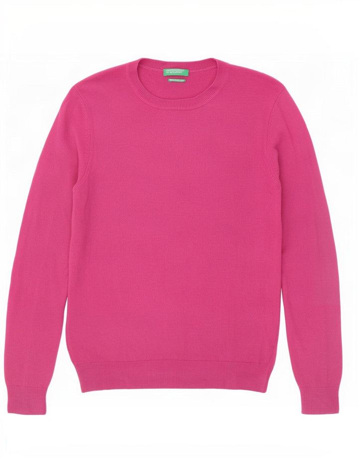 Pulover Benetton pentru damă cu gât roșu din Lână Roz Mediu UK 12