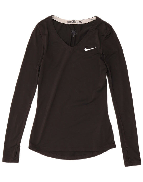 Nike Dri Fit Top cu mânecă lungă pentru femei UK 8 Small Negru Poliester