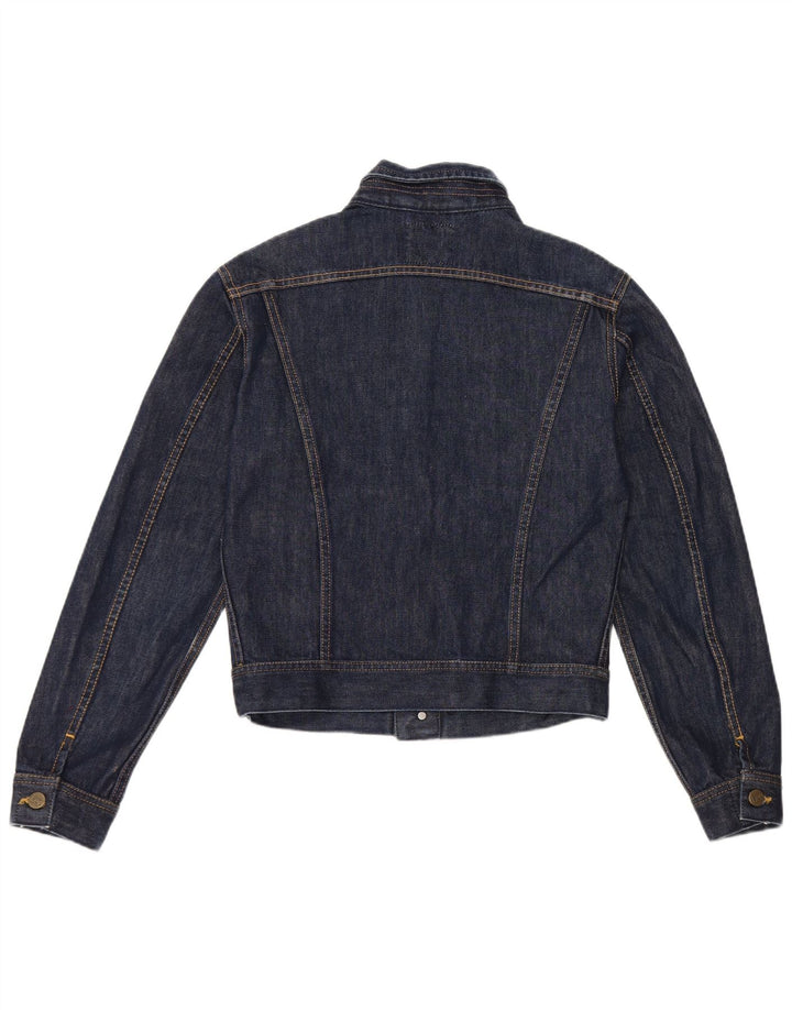 Jachetă de denim crop pentru femei Lee UK 12, bumbac mediu albastru bleumarin