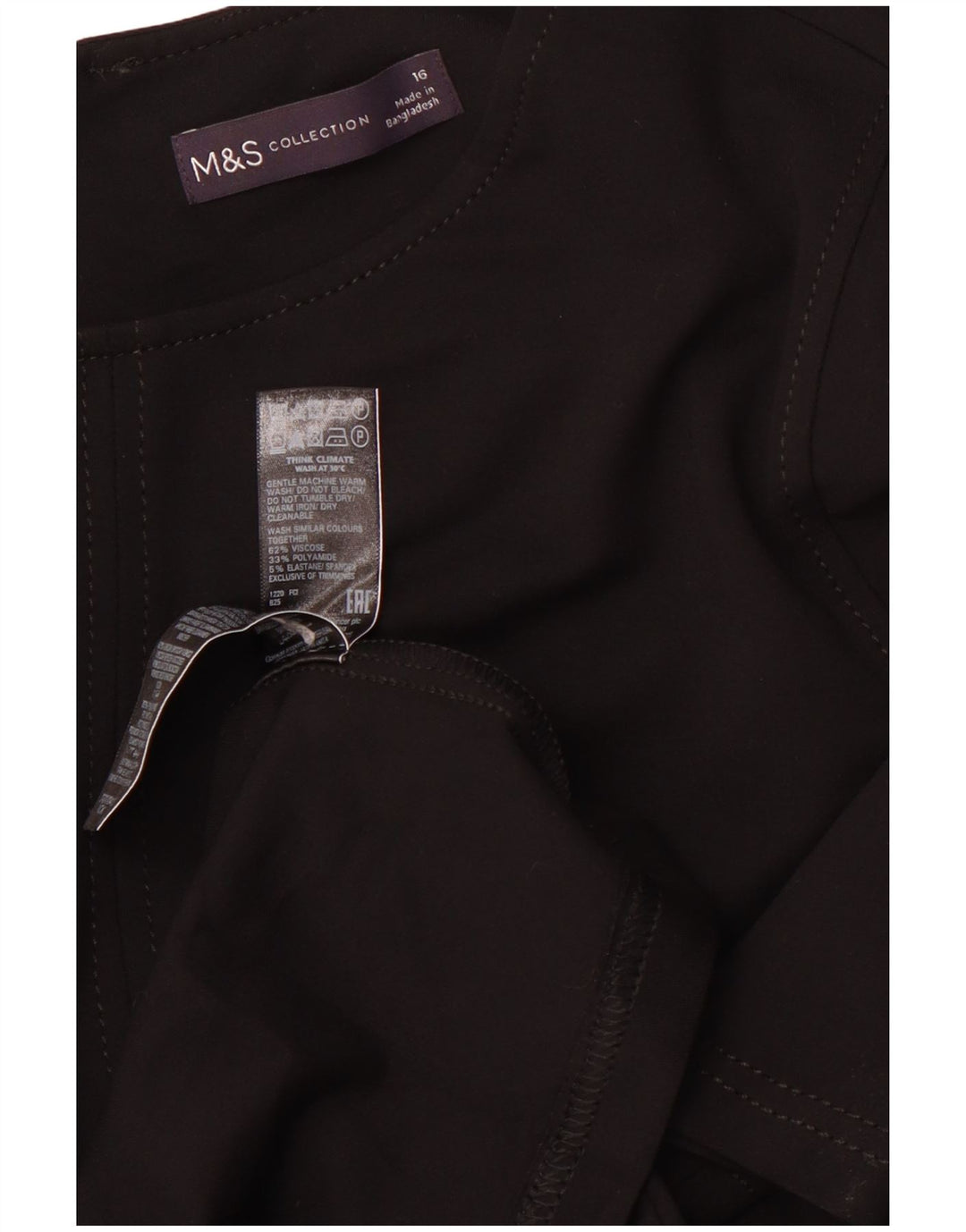 MARKS & SPENCER Rochie A-Line cu mânecă lungă pentru femei UK 16 Viscoză mare neagră